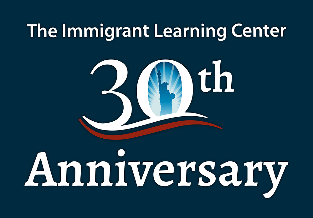 Logo for light backgrounds for The Immigrant Learning Center's 30th Anniversary Gala.