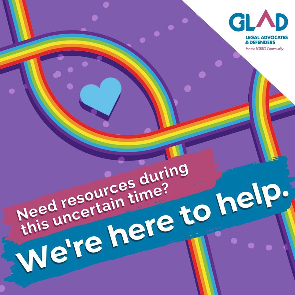 Social media graphic for a fundraising campaign for GLBTQ Legal Advocates and Defenders (GLAD).