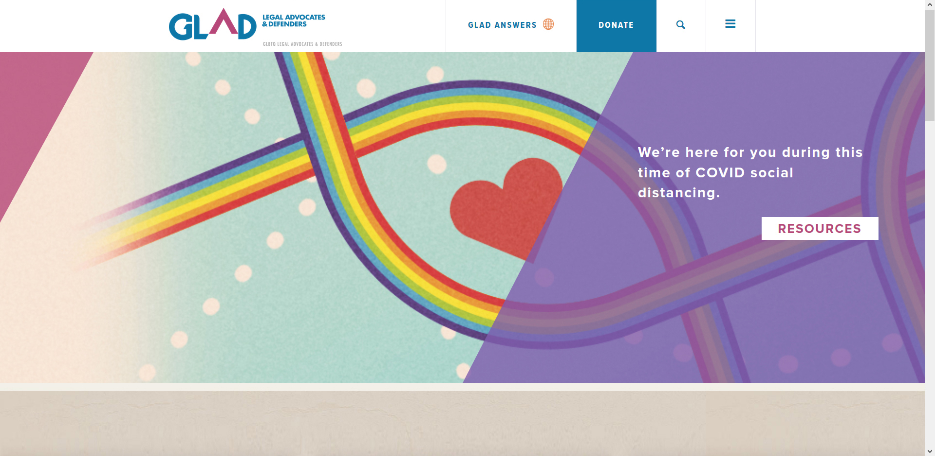 Website graphics for a fundraising campaign for GLBTQ Legal Advocates and Defenders (GLAD).