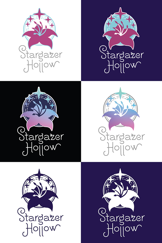 Logo variations for Stargazer Hollow, a family-owned farm.